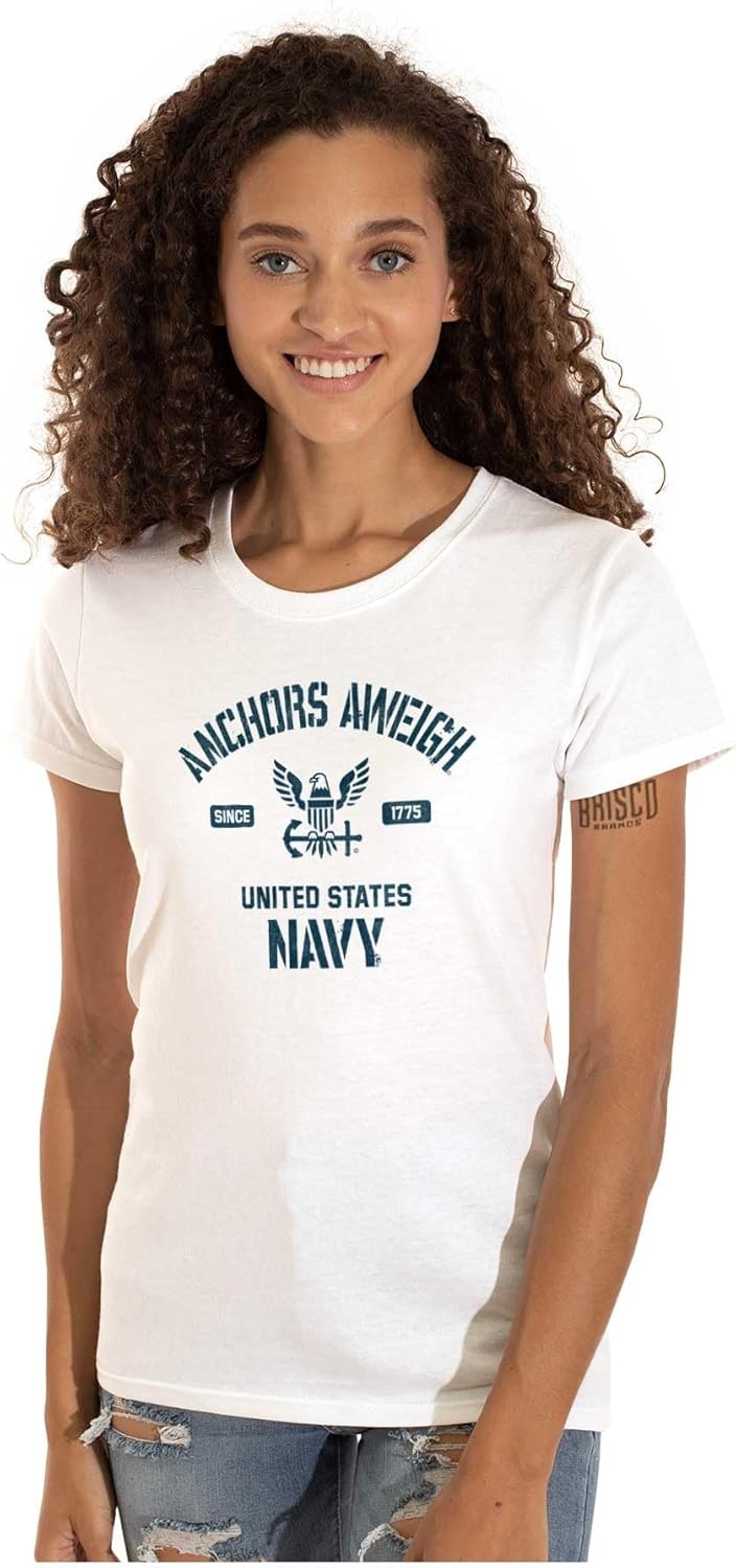 image:imageUnited States Navy Logo Anchor Aweigh Womens Slim Fit Graphic Tee