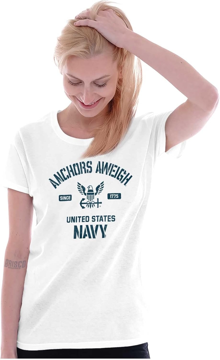 image:imageUnited States Navy Logo Anchor Aweigh Womens Slim Fit Graphic Tee