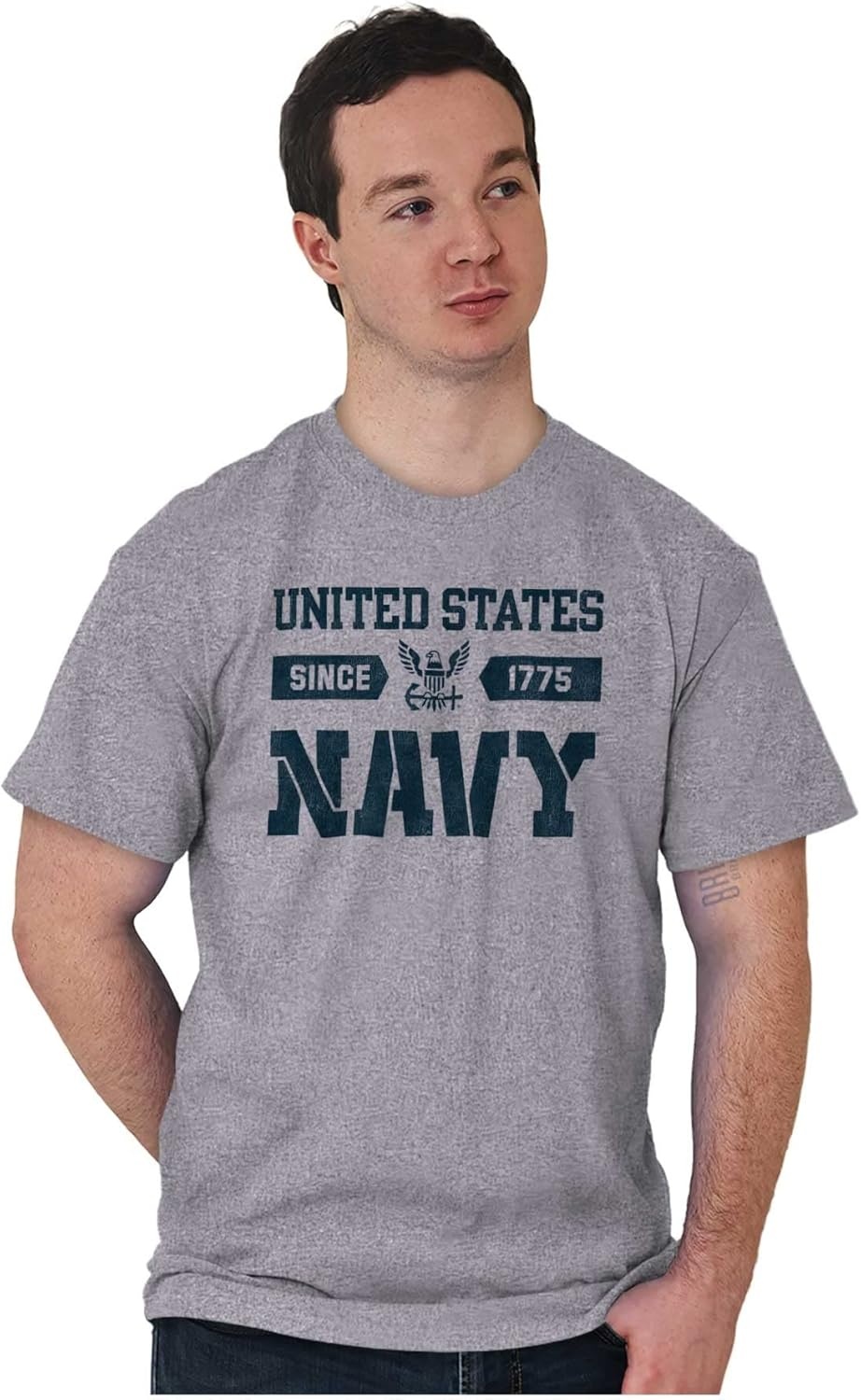 image:imageUnited States Navy Logo Since 1775 Graphic T Shirt Men or WomenSport Grey