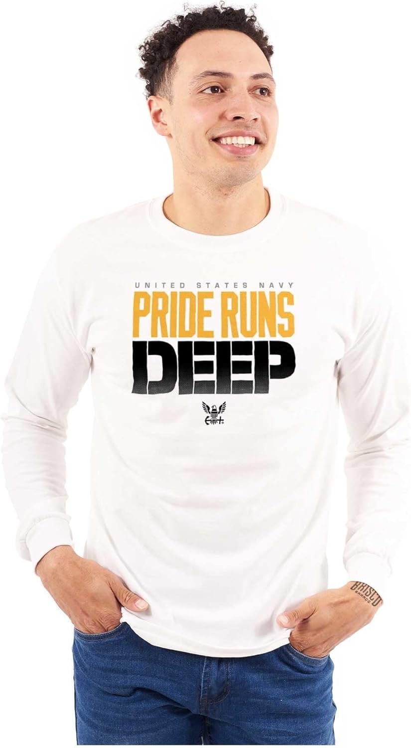 image:imageUnited States Navy Pride Runs Deep Long Sleeve Tshirt Men WomenWhite