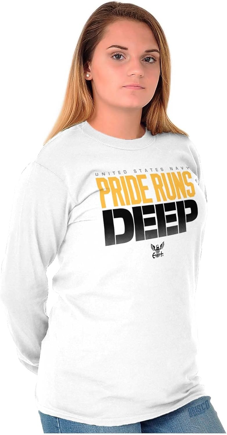 image:imageUnited States Navy Pride Runs Deep Long Sleeve Tshirt Men WomenWhite
