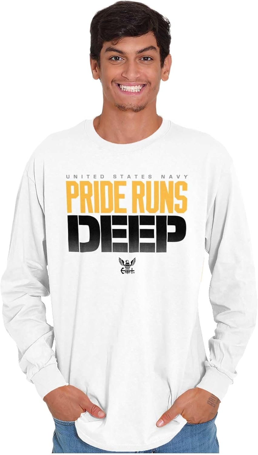 image:imageUnited States Navy Pride Runs Deep Long Sleeve Tshirt Men WomenWhite