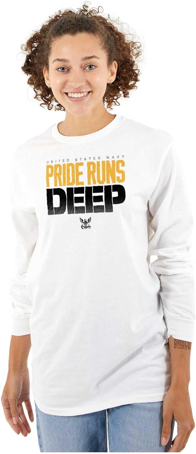 image:imageUnited States Navy Pride Runs Deep Long Sleeve Tshirt Men WomenWhite