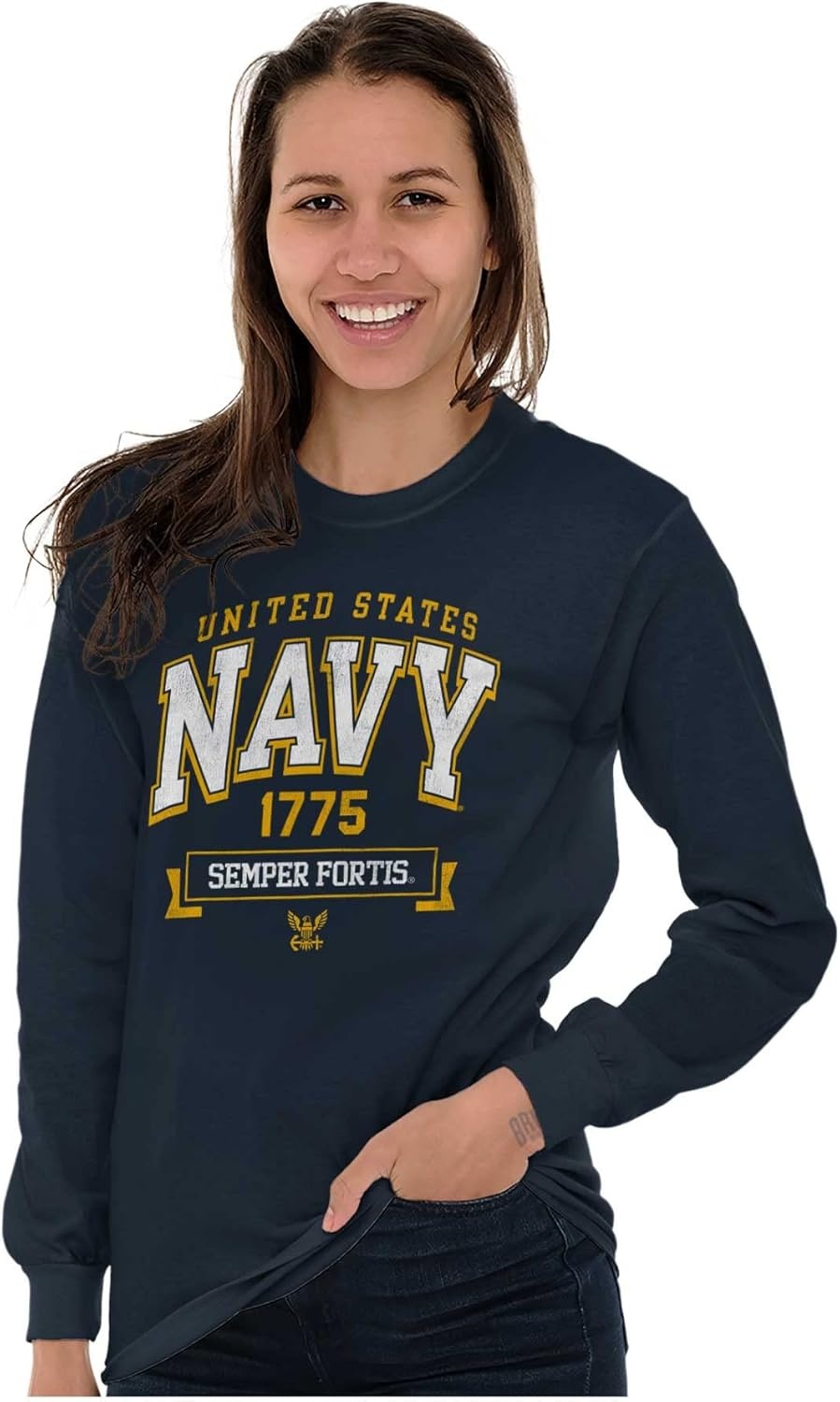 image:imageUnited States Navy Semper Fortis 1775 Long Sleeve Tshirt Men WomenNavy
