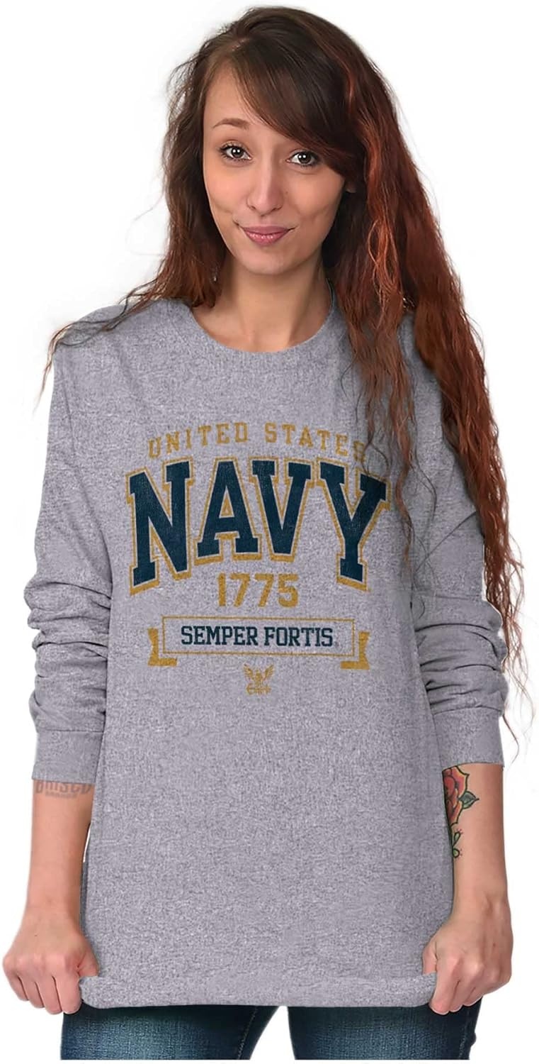 image:imageUnited States Navy Semper Fortis 1775 Long Sleeve Tshirt Men WomenSport Grey