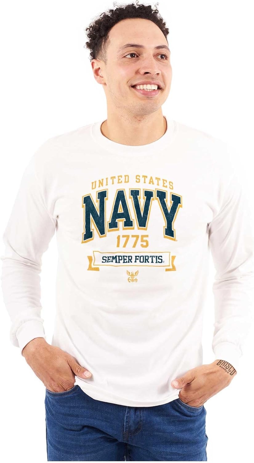 image:imageUnited States Navy Semper Fortis 1775 Long Sleeve Tshirt Men WomenWhite