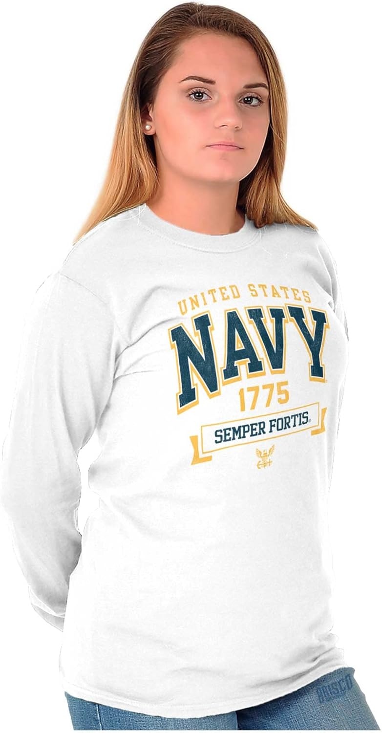 image:imageUnited States Navy Semper Fortis 1775 Long Sleeve Tshirt Men WomenWhite