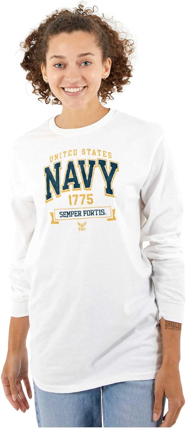 image:imageUnited States Navy Semper Fortis 1775 Long Sleeve Tshirt Men WomenWhite
