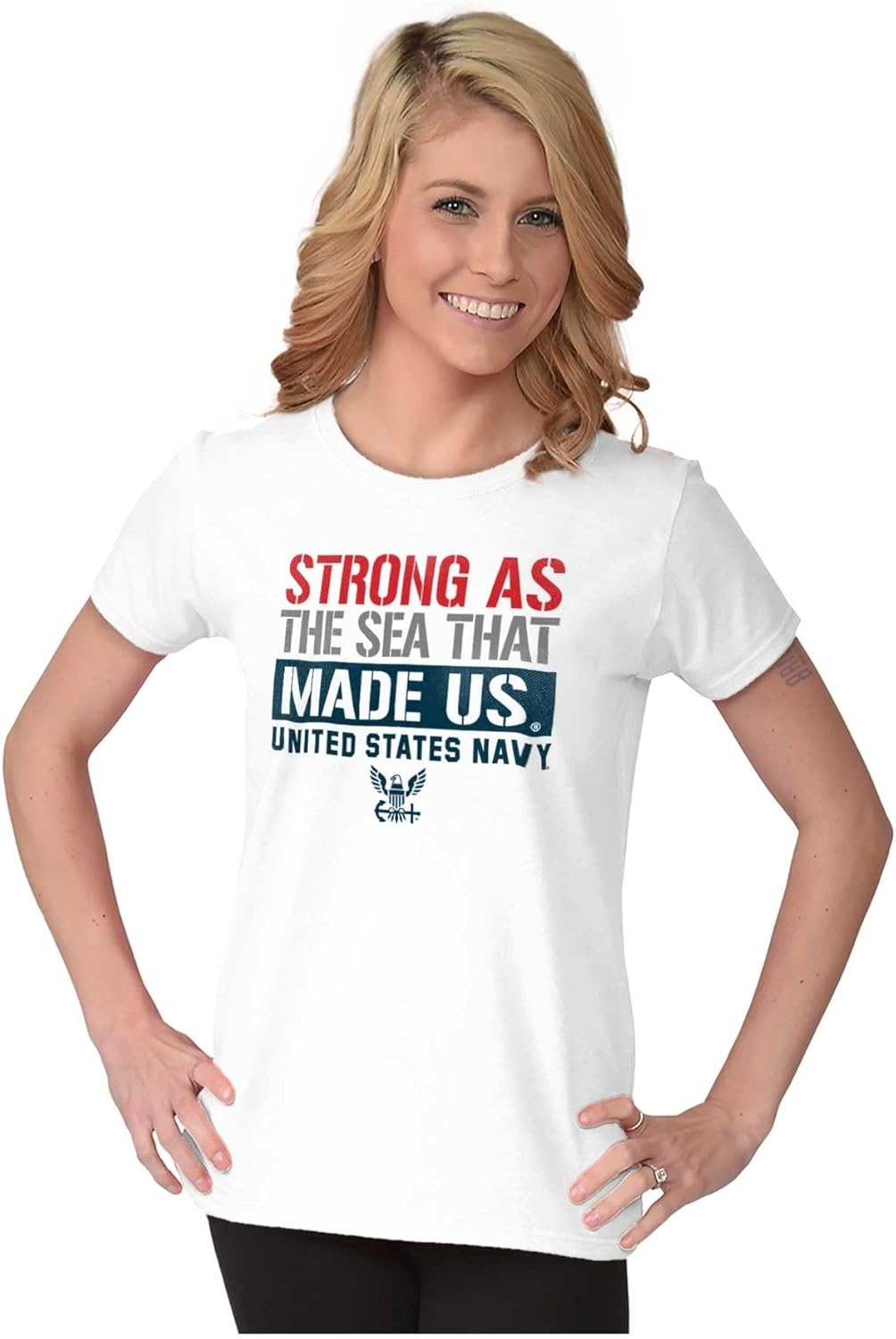 image:imageUnited States Navy Strong As The Sea Womens Slim Fit Graphic Tee