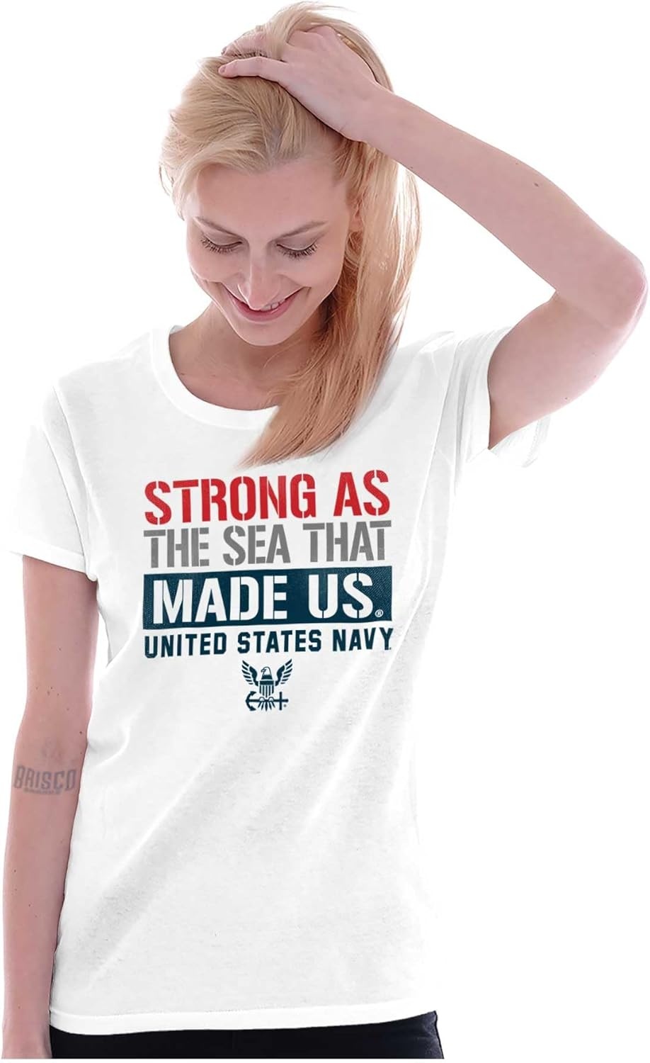 image:imageUnited States Navy Strong As The Sea Womens Slim Fit Graphic Tee