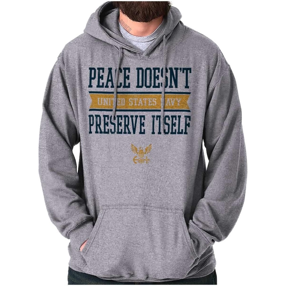image:imageBrisco Brands Peace Doesnt Preserve US Navy Hoodie Sweatshirt Women MenSport Grey