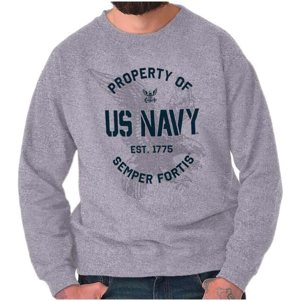 image:imageBrisco Brands Property US Navy 1775 Semper Fortis Sweatshirt for Men or WomenSport Grey