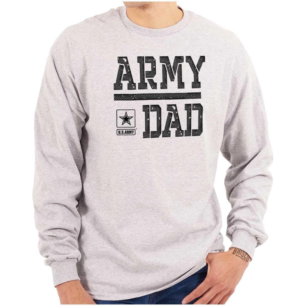 image:imageBrisco Brands US Army Dad Military Father Star Logo Mens Long Sleeve Tee T ShirtSport Grey