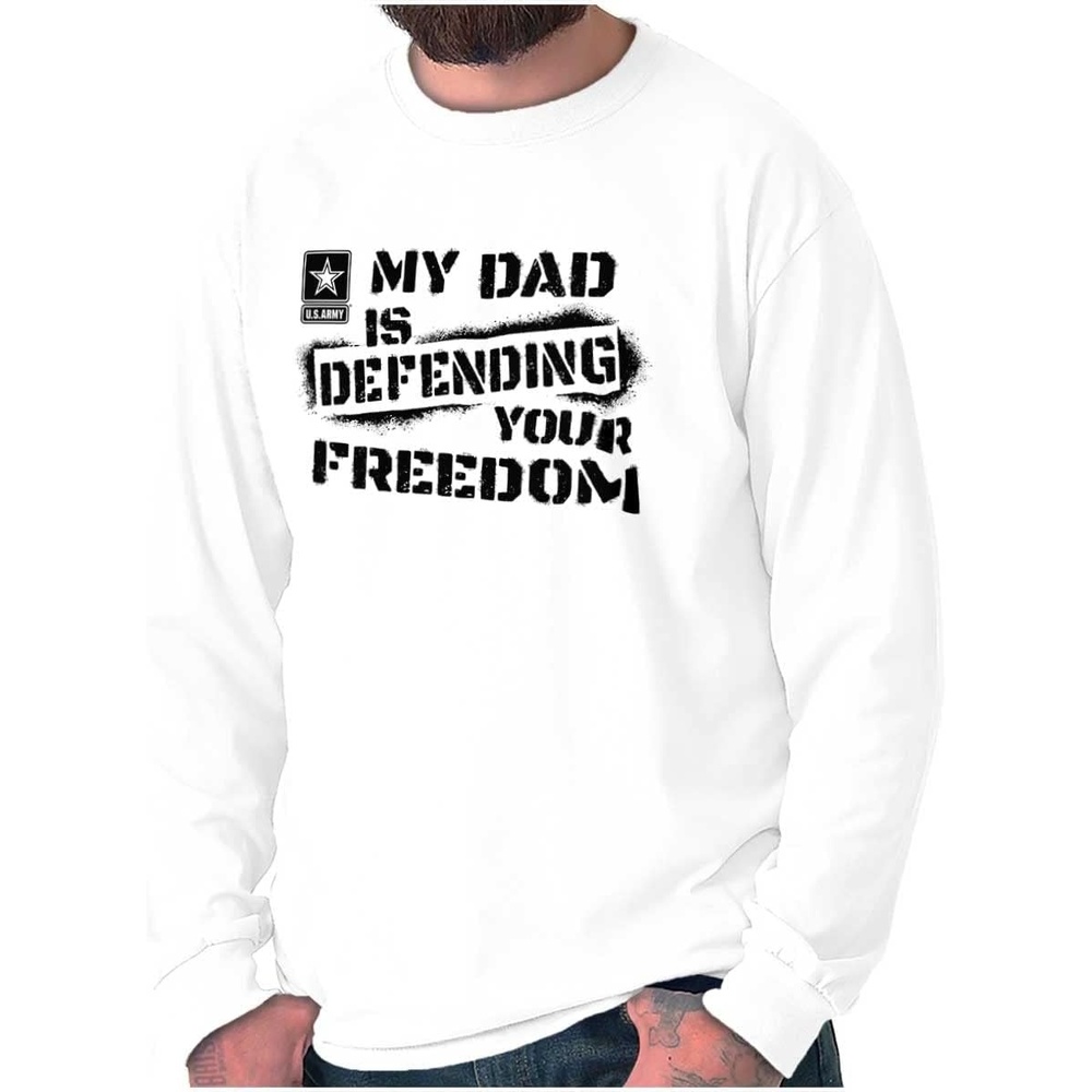 image:imageBrisco Brands US Army Logo My Dad Defending Freedom Long Sleeve Tshirt Men WomenWhite