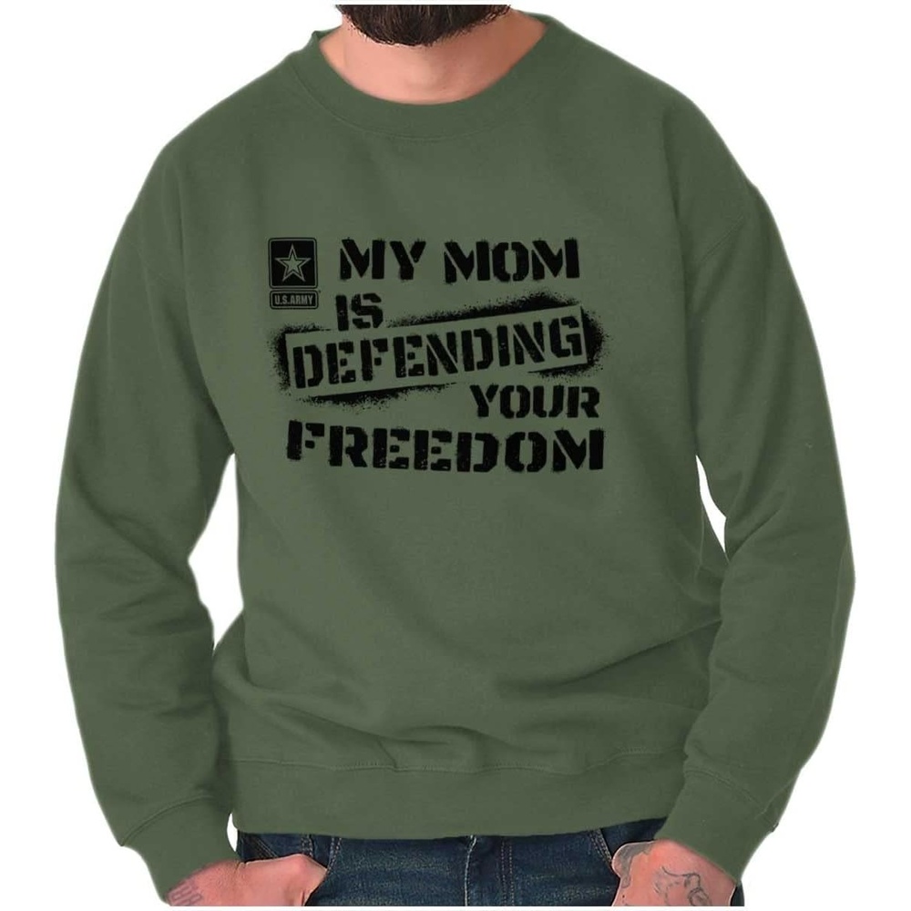 image:imageBrisco Brands US Army My Mom Defending Freedom Sweatshirt for Men or WomenMilitary Green