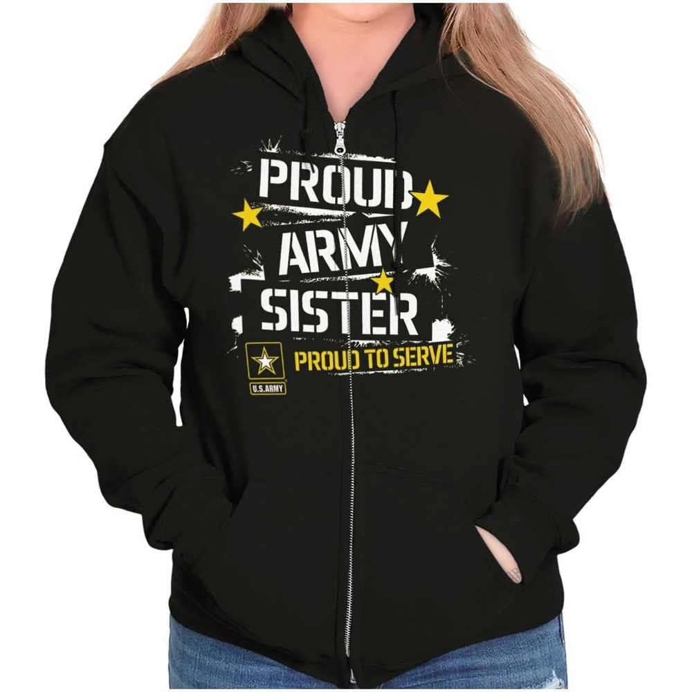 image:imageBrisco Brands US Army Proud Military Sister Sibling Zip Hoodie Sweatshirt Women