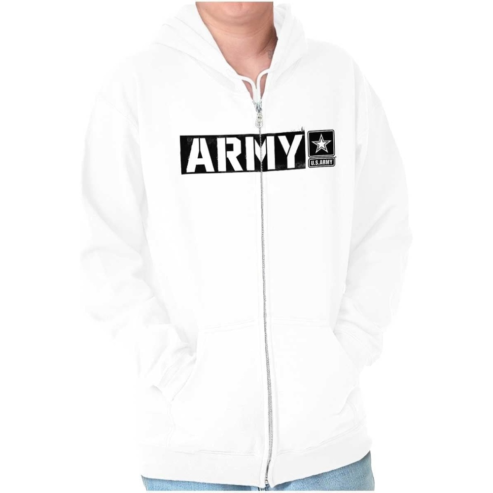 image:imageBrisco Brands US Army Soldier PT Infantry Pride Zip Up Hoodie Mens WomensWhite