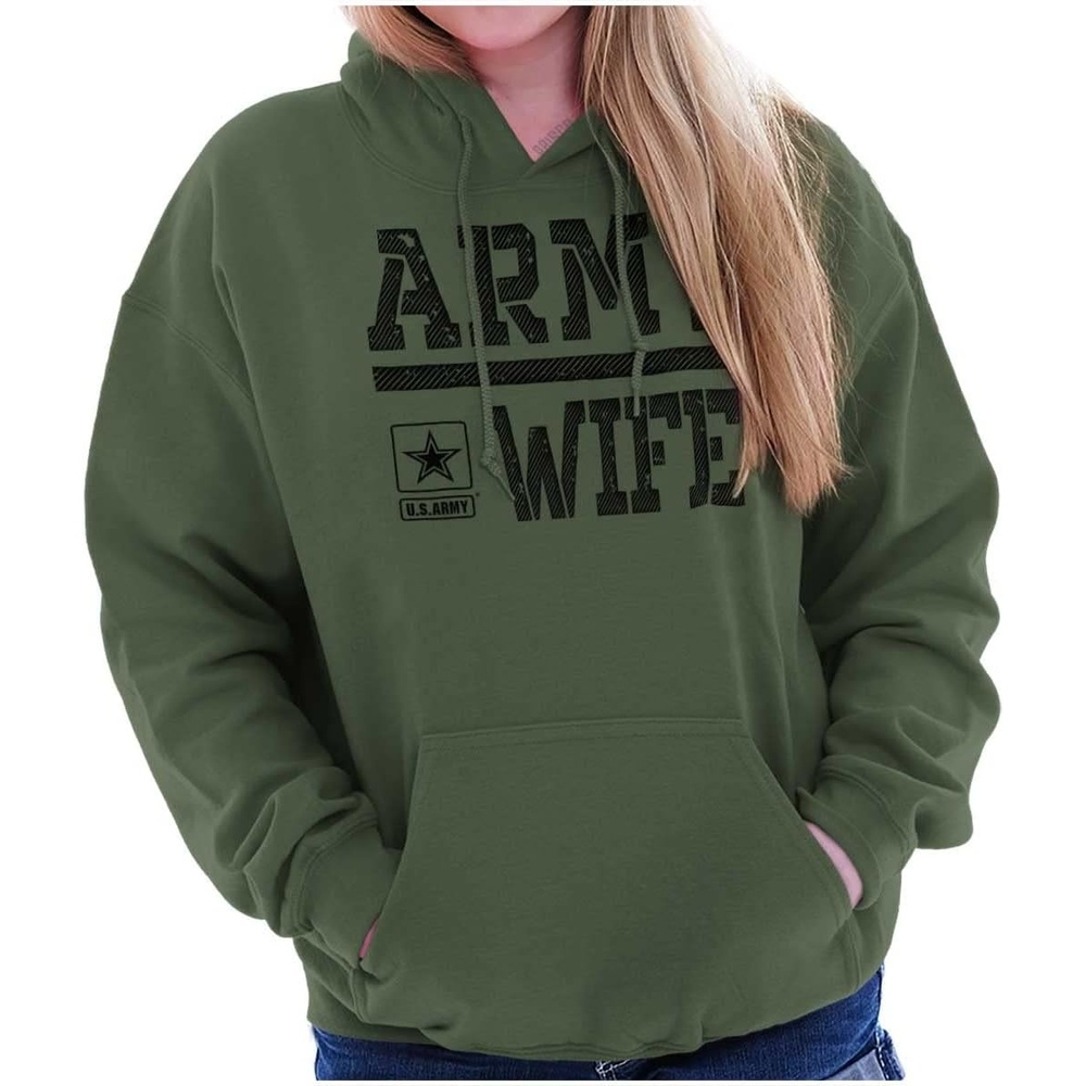 image:imageBrisco Brands US Army Wife Military Soldier Pride Hoodie Sweatshirt WomenMilitary Green