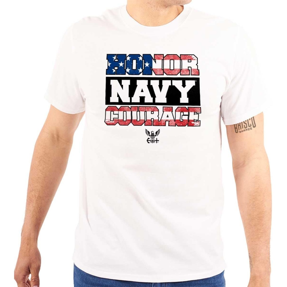 image:imageBrisco Brands US Navy Honor Courage American Flag Graphic T Shirt Men or WomenWhite