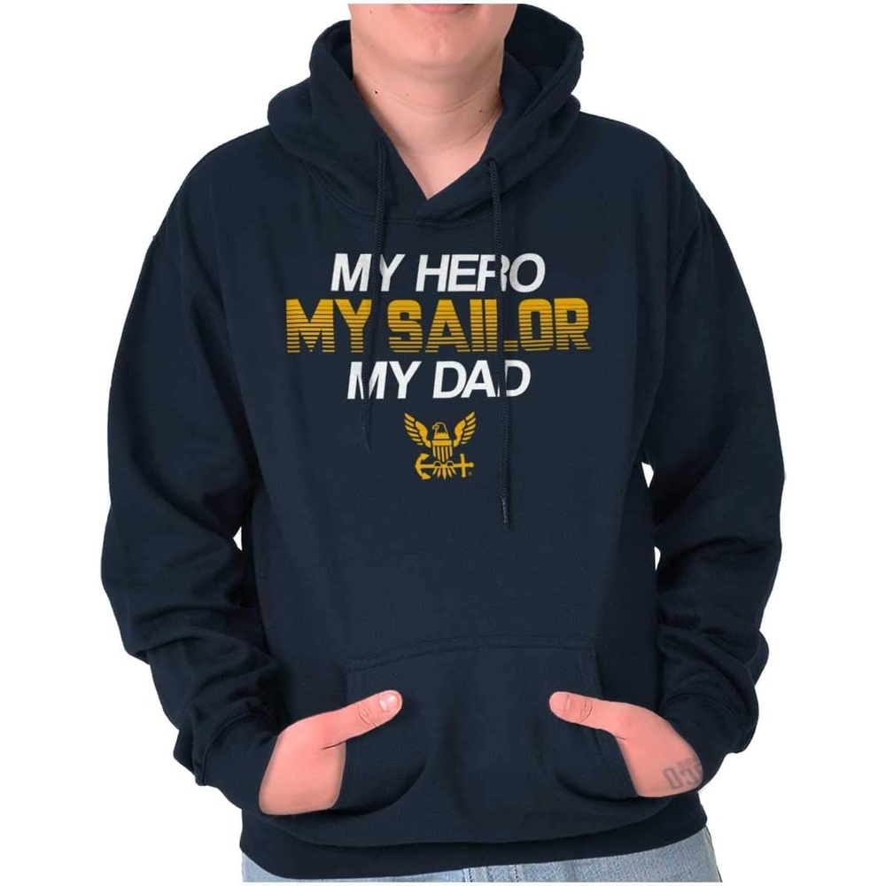 image:imageBrisco Brands US Navy Logo My Dad Hero Sailor Hoodie Sweatshirt Women MenNavy
