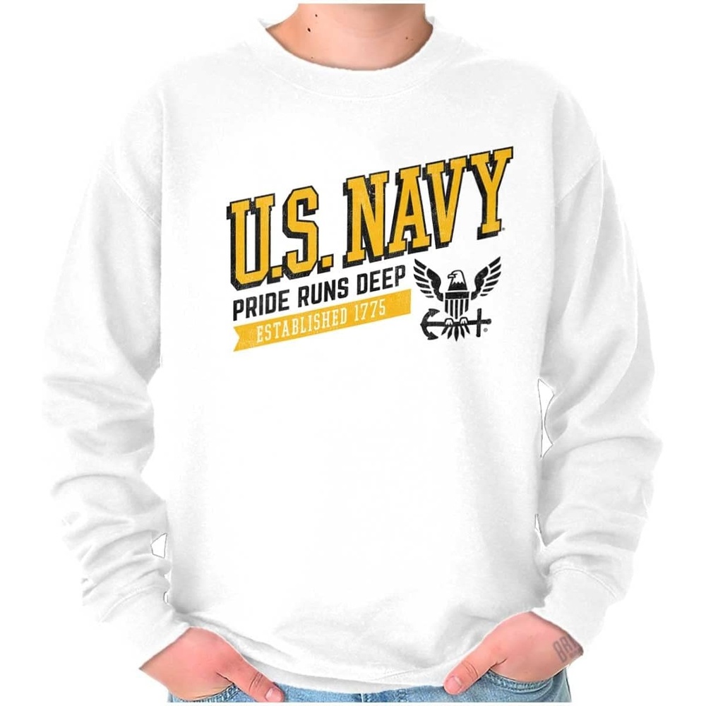 image:imageBrisco Brands US Navy Pride Runs Deep Est 1775 Sweatshirt for Men or WomenWhite