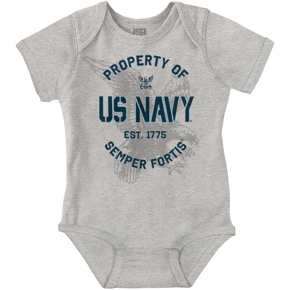 image:imageBrisco Brands US Navy Property of Semper Fortis Baby Romper Boys or GirlsHeather