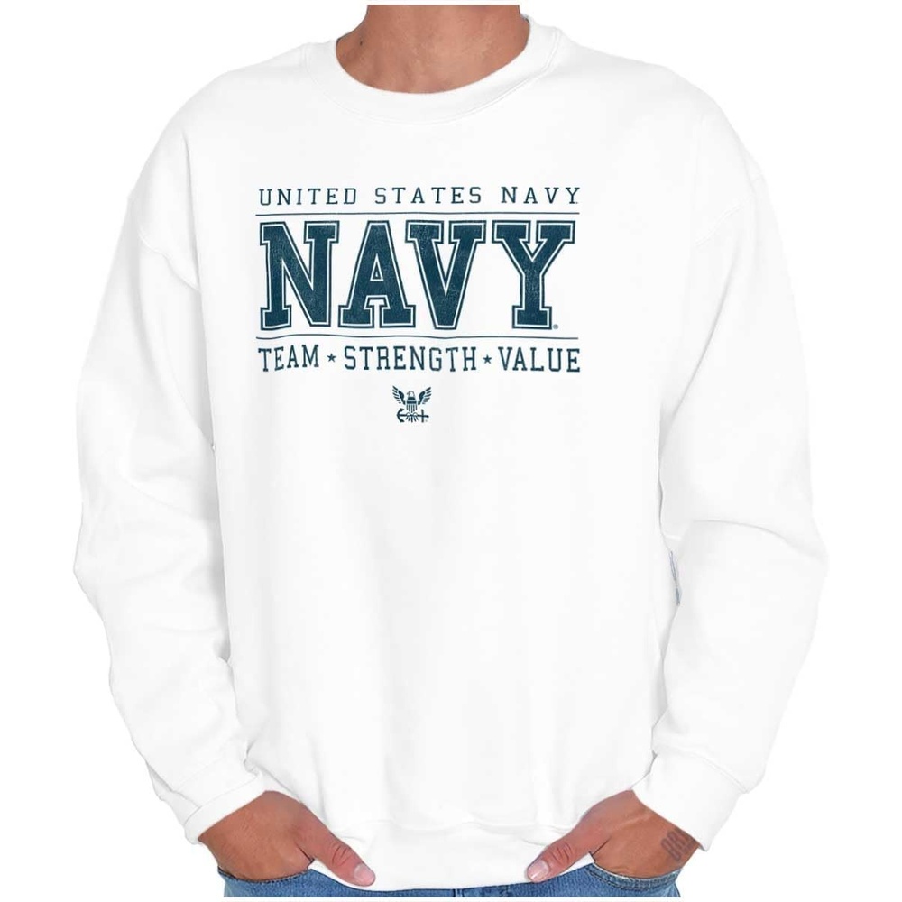 image:imageBrisco Brands US Navy Team Strength Value Sweatshirt for Men or WomenWhite