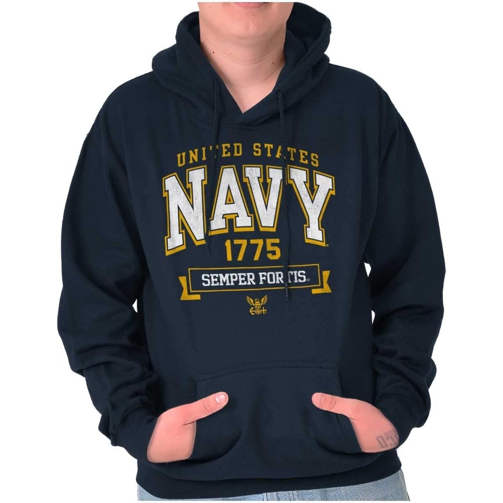 image:imageBrisco Brands United States Navy Semper Fortis 1775 Hoodie Sweatshirt Women MenNavy