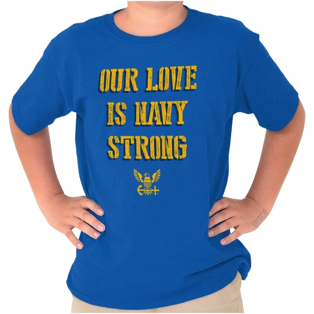 image:imageOur Love is Navy Strong Anchor Logo Crewneck T Shirts Boy GirlRoyal