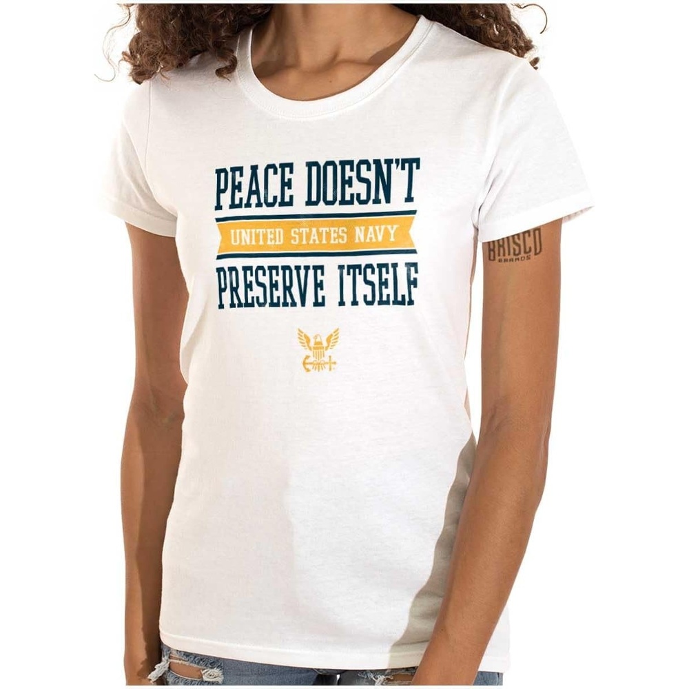 image:imageUS Navy Peace Doesnt Preserve Itself Womens Slim Fit Graphic Tee
