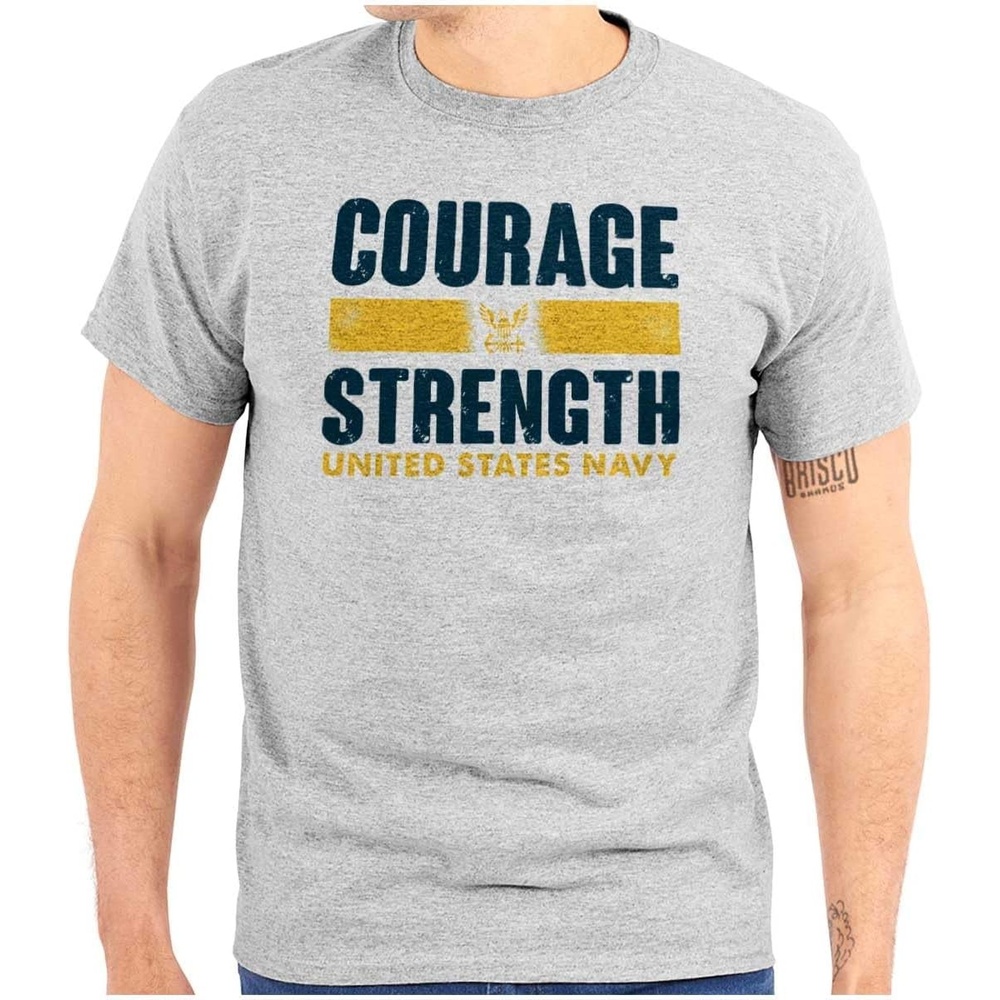 image:imageUnited States Navy Courage Strength Graphic T Shirt Men or WomenSport Grey