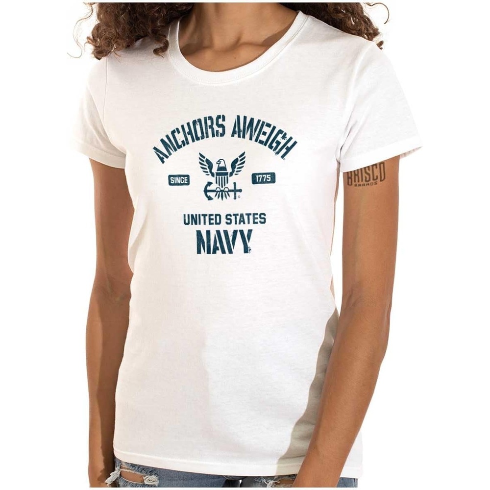 image:imageUnited States Navy Logo Anchor Aweigh Womens Slim Fit Graphic Tee