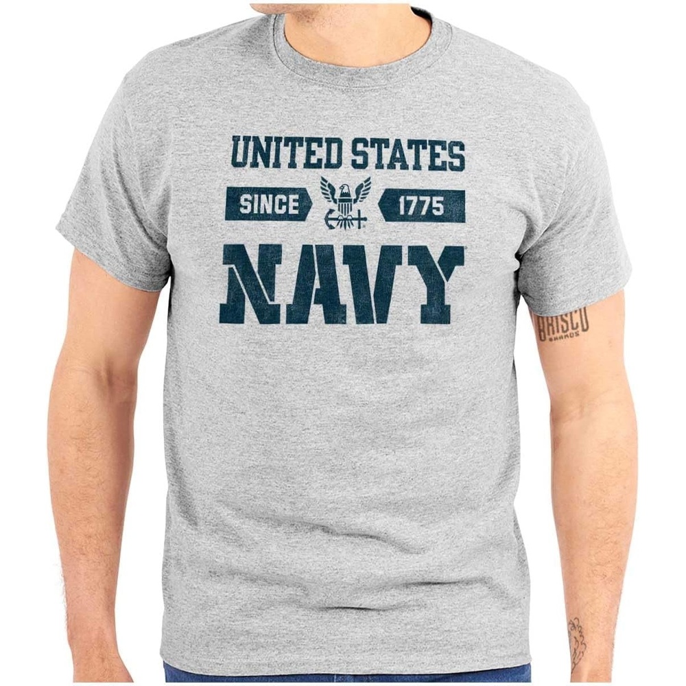 image:imageUnited States Navy Logo Since 1775 Graphic T Shirt Men or WomenSport Grey