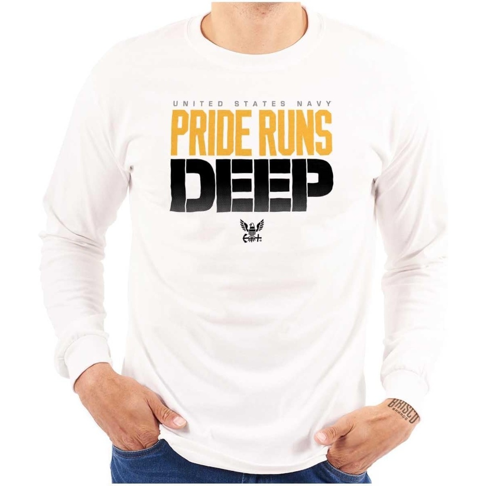 image:imageUnited States Navy Pride Runs Deep Long Sleeve Tshirt Men WomenWhite