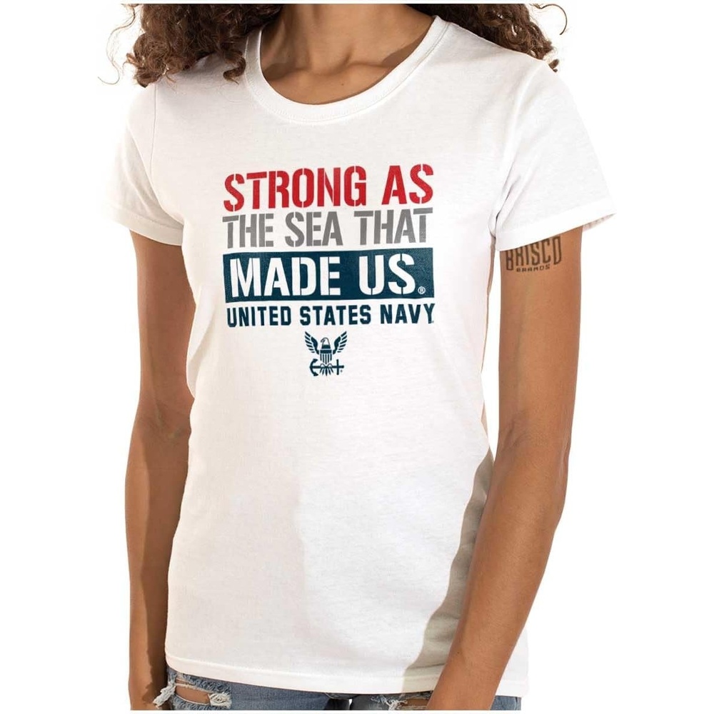 image:imageUnited States Navy Strong As The Sea Womens Slim Fit Graphic Tee