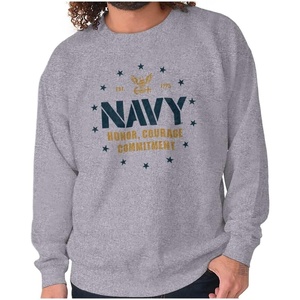 Brisco Brands Est 1775 Navy Honor Courage Commit Sweatshirt for Men or Women(Sport Grey)