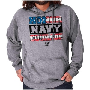 Brisco Brands Honor Navy Courage American Flag Hoodie Sweatshirt Women Men(Sport Grey)