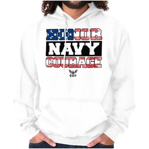 Brisco Brands Honor Navy Courage American Flag Hoodie Sweatshirt Women Men(White)