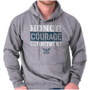 Brisco Brands Navy Logo Honor Courage Commitment Hoodie Sweatshirt Women Men(Sport Grey)