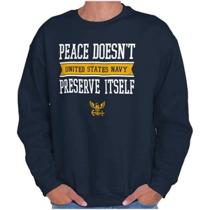 Brisco Brands Peace Doesn’t Preserve US Navy Sweatshirt for Men or Women(Navy)