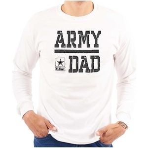 Brisco Brands US Army Dad Military Father Star Logo Mens Long Sleeve Tee T Shirt(White)