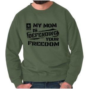 Brisco Brands US Army My Mom Defending Freedom Sweatshirt for Men or Women(Military Green)