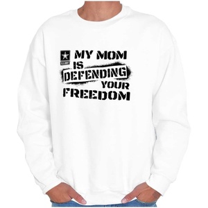 Brisco Brands US Army My Mom Defending Freedom Sweatshirt for Men or Women(White)