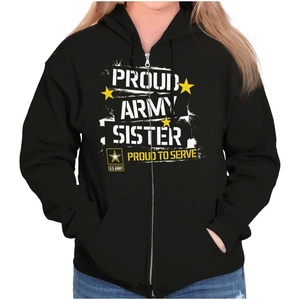 Brisco Brands US Army Proud Military Sister Sibling Zip Hoodie Sweatshirt Women
