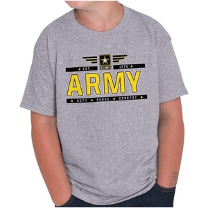 Brisco Brands US Army Star Logo Duty Honor Courage Crewneck T Shirts Boy Girl(Sport Grey)