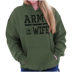Brisco Brands US Army Wife Military Soldier Pride Hoodie Sweatshirt Women(Military Green)