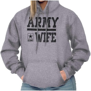 Brisco Brands US Army Wife Military Soldier Pride Hoodie Sweatshirt Women(Sport Grey)