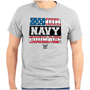 Brisco Brands US Navy Honor Courage American Flag Graphic T Shirt Men or Women(Sport Grey)