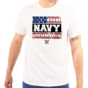 Brisco Brands US Navy Honor Courage American Flag Graphic T Shirt Men or Women(White)