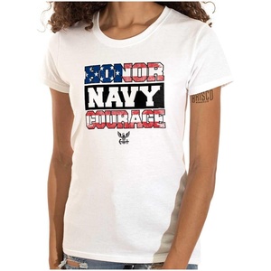 Brisco Brands US Navy Honor Courage American Flag Womens Slim Fit Graphic Tee